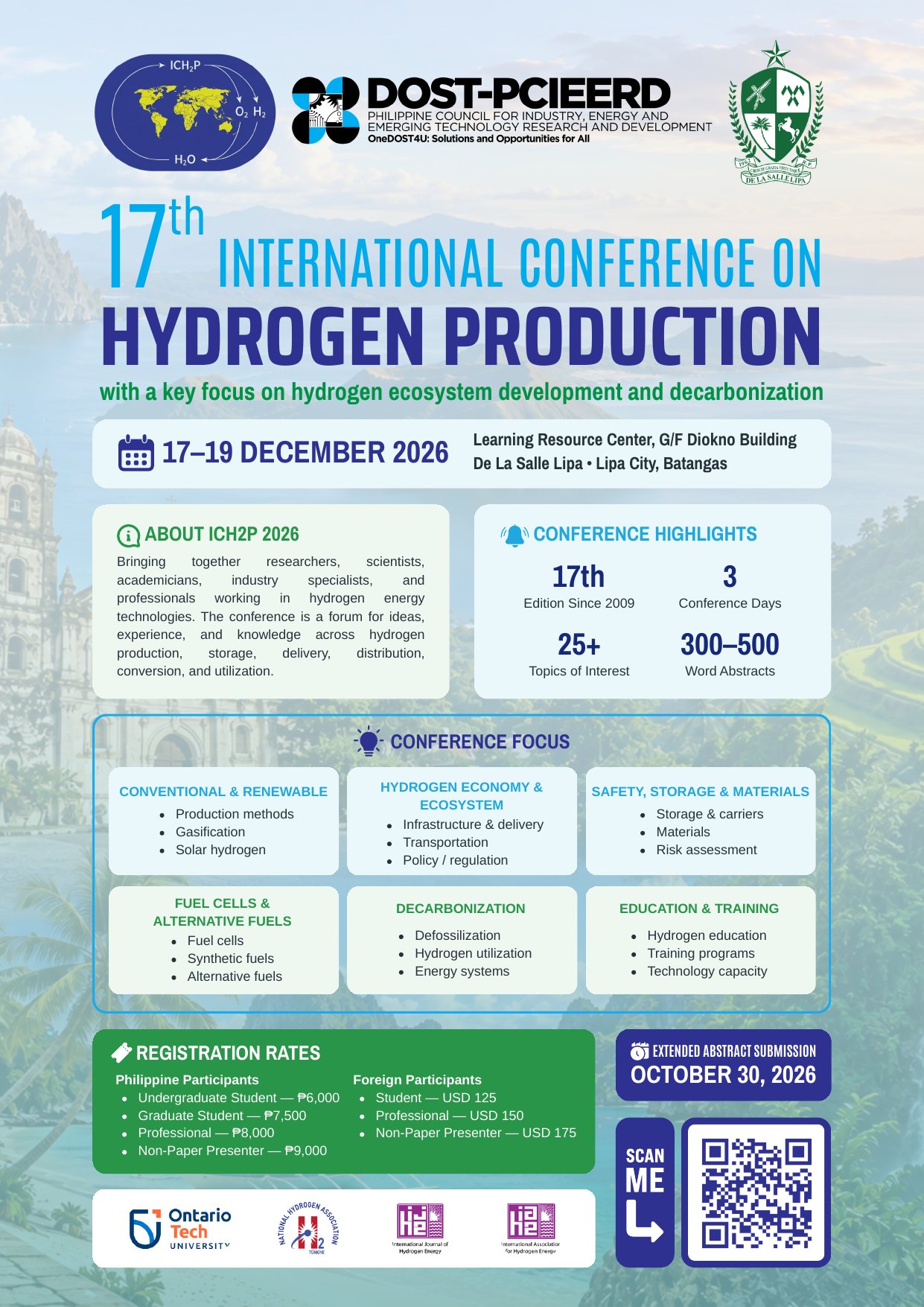 17th ICH2P 2026 official poster — December 17–19, 2026, De La Salle Lipa, Lipa City, Batangas, Philippines